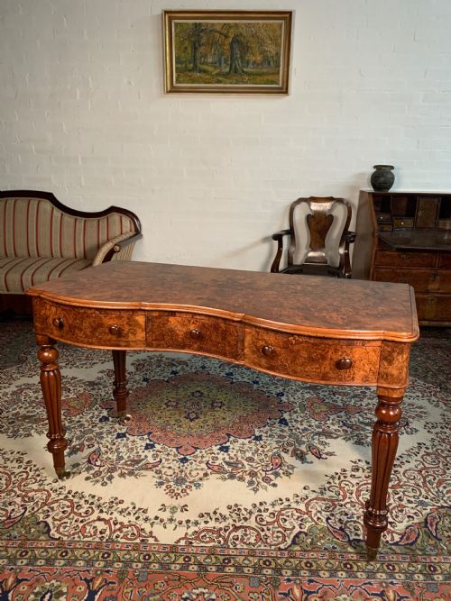 VICTORIAN BURR WALNUT WRITING DESK - ADDITIONAL PHOTO 7