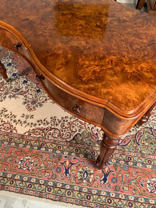VICTORIAN BURR WALNUT WRITING DESK - ADDITIONAL PHOTO 8