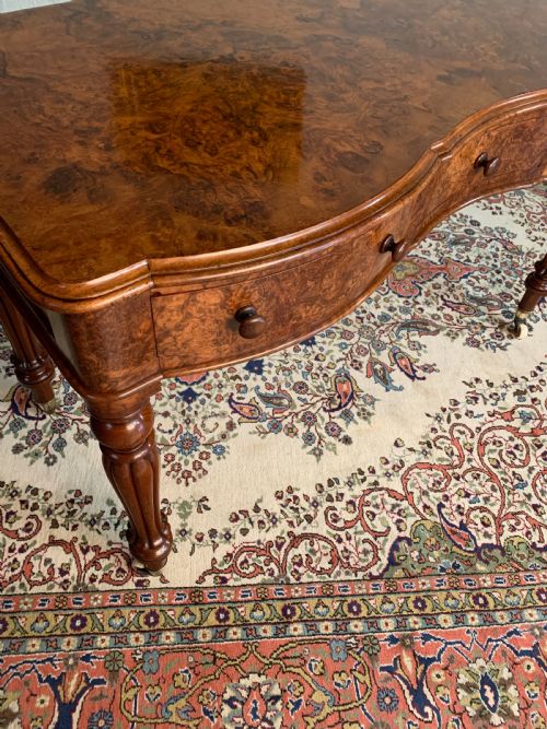 VICTORIAN BURR WALNUT WRITING DESK - ADDITIONAL PHOTO 10