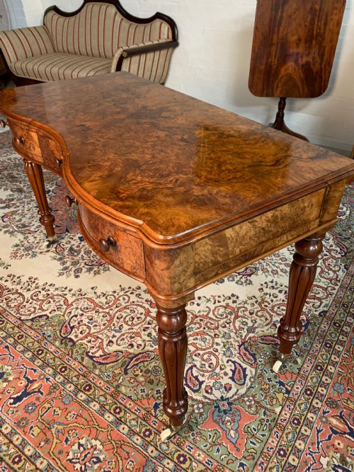 VICTORIAN BURR WALNUT WRITING DESK - ADDITIONAL PHOTO 12
