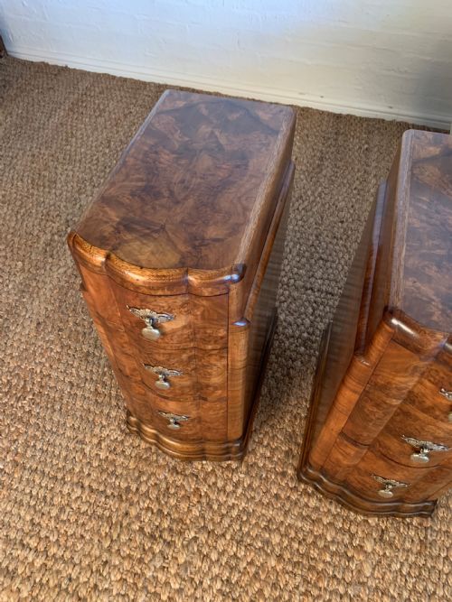 PAIR OF ART DECO BURR WALNUT BEDSIDE NIGHTSTANDS - ADDITIONAL PHOTO 2
