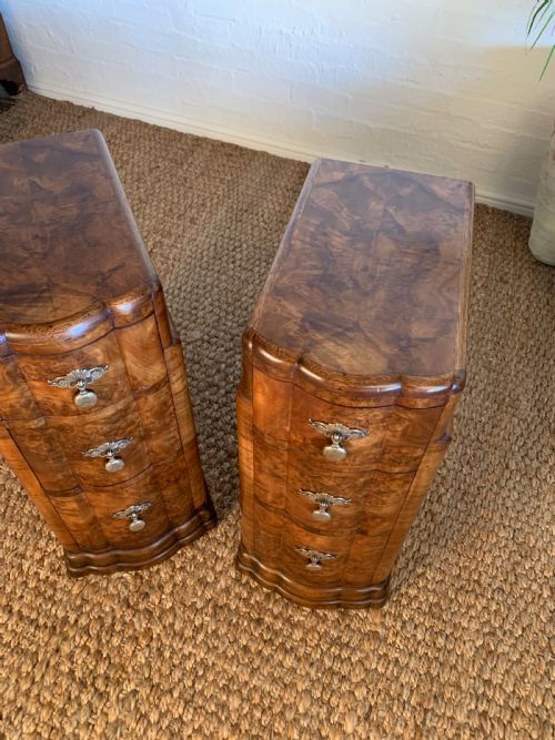 PAIR OF ART DECO BURR WALNUT BEDSIDE NIGHTSTANDS - ADDITIONAL PHOTO 4
