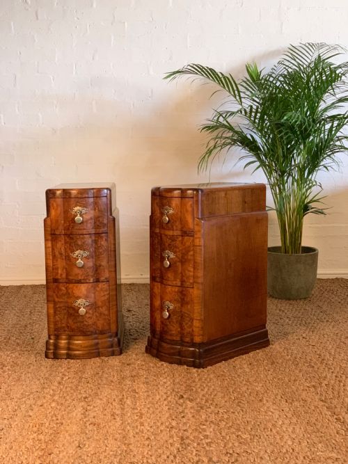 PAIR OF ART DECO BURR WALNUT BEDSIDE NIGHTSTANDS - ADDITIONAL PHOTO 5