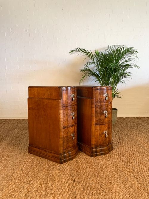 PAIR OF ART DECO BURR WALNUT BEDSIDE NIGHTSTANDS - ADDITIONAL PHOTO 6