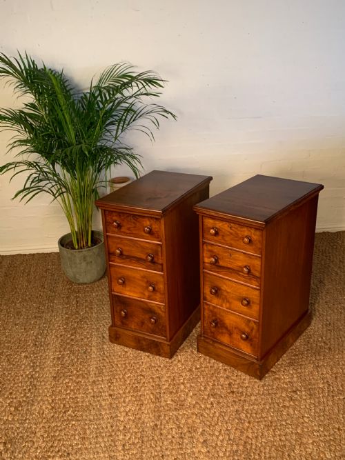 PAIR OF ANTIQUE VICTORIAN WALNUT BEDSIDE CHESTS - ADDITIONAL PHOTO 4