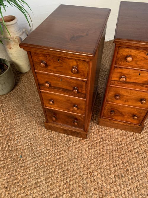 PAIR OF ANTIQUE VICTORIAN WALNUT BEDSIDE CHESTS - ADDITIONAL PHOTO 8