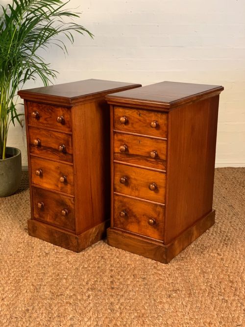 PAIR OF ANTIQUE VICTORIAN WALNUT BEDSIDE CHESTS - ADDITIONAL PHOTO 10