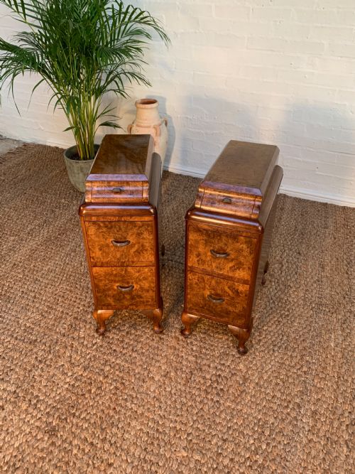 ART DECO BURR WALNUT BEDSIDE NIGHTSTANDS - ADDITIONAL PHOTO 2
