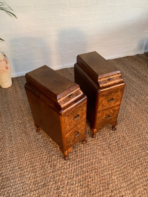 ART DECO BURR WALNUT BEDSIDE NIGHTSTANDS - ADDITIONAL PHOTO 3