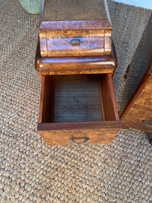 ART DECO BURR WALNUT BEDSIDE NIGHTSTANDS - ADDITIONAL PHOTO 4