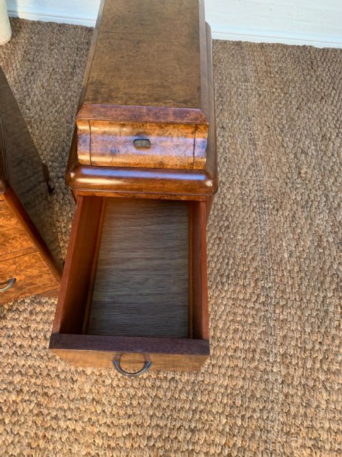ART DECO BURR WALNUT BEDSIDE NIGHTSTANDS - ADDITIONAL PHOTO 5