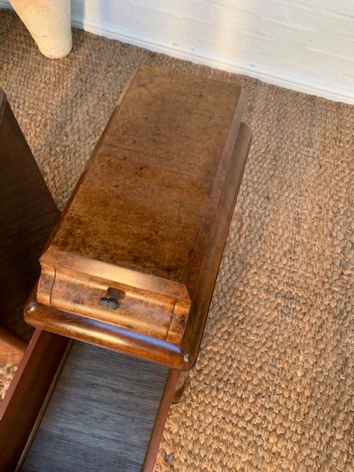 ART DECO BURR WALNUT BEDSIDE NIGHTSTANDS - ADDITIONAL PHOTO 6