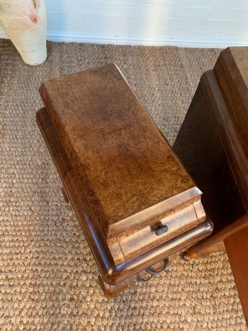 ART DECO BURR WALNUT BEDSIDE NIGHTSTANDS - ADDITIONAL PHOTO 7