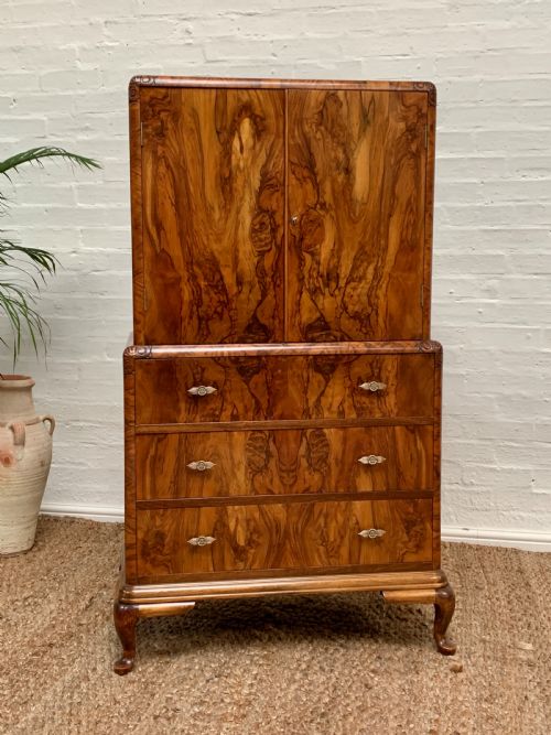 QUALITY FIGURED WALNUT TALLBOY - ADDITIONAL PHOTO 14