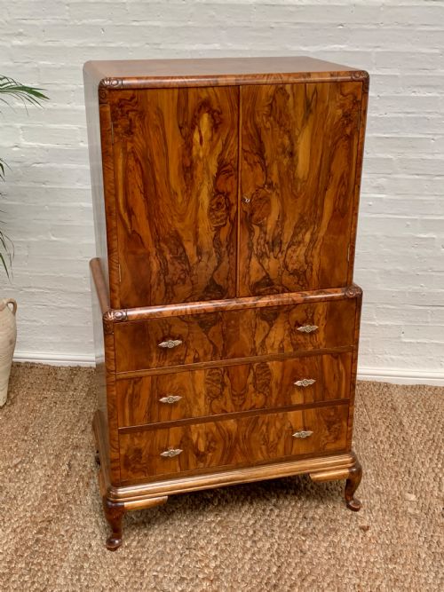 QUALITY FIGURED WALNUT TALLBOY - ADDITIONAL PHOTO 15