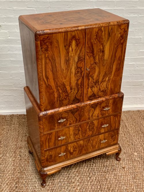 QUALITY FIGURED WALNUT TALLBOY - ADDITIONAL PHOTO 16