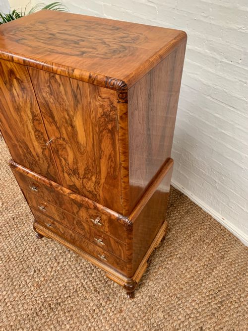 QUALITY FIGURED WALNUT TALLBOY - ADDITIONAL PHOTO 20