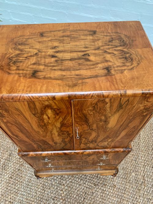 QUALITY FIGURED WALNUT TALLBOY - ADDITIONAL PHOTO 22