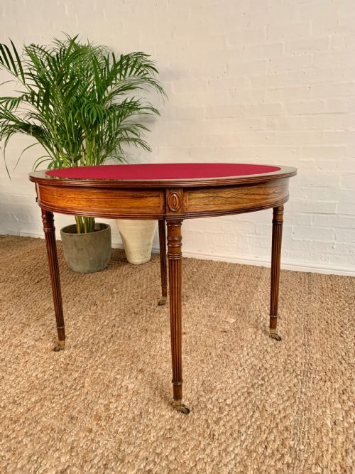ROSEWOOD INLAID DEMILUNE GAMES TABLE - ADDITIONAL PHOTO 3