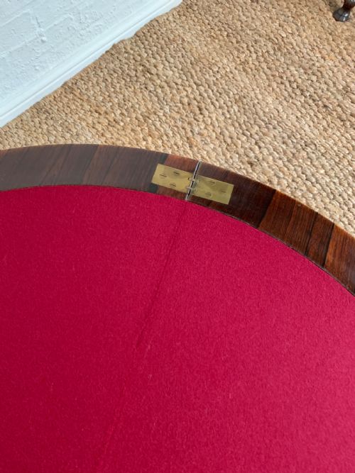 ROSEWOOD INLAID DEMILUNE GAMES TABLE - ADDITIONAL PHOTO 5