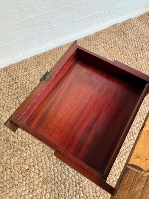 ROSEWOOD INLAID DEMILUNE GAMES TABLE - ADDITIONAL PHOTO 6