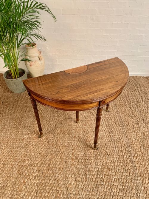 ROSEWOOD INLAID DEMILUNE GAMES TABLE - ADDITIONAL PHOTO 7