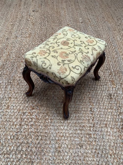 19TH CENTURY ANTIQUE UPHOLSTERED FOOTSTOOL - ADDITIONAL PHOTO 2