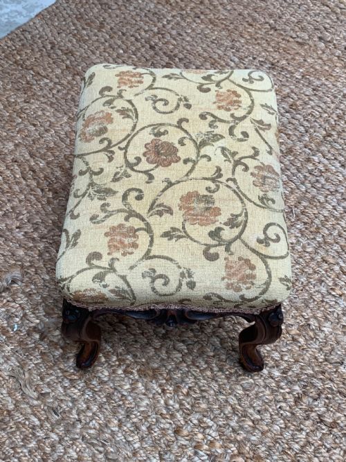 19TH CENTURY ANTIQUE UPHOLSTERED FOOTSTOOL - ADDITIONAL PHOTO 3