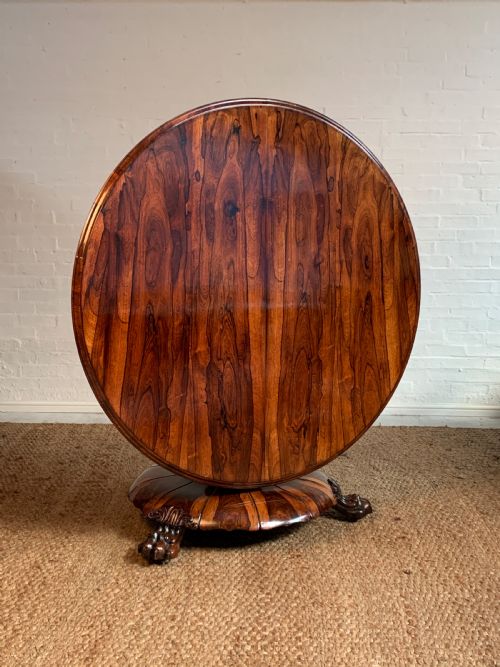 WILLIAM IV ROSEWOOD CENTRE TABLE EXCEPTIONAL PATINA BOLD GRAIN LIONPAW BASE - ADDITIONAL PHOTO 1