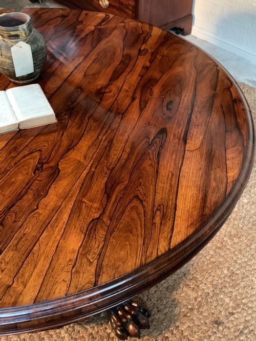 WILLIAM IV ROSEWOOD CENTRE TABLE EXCEPTIONAL PATINA BOLD GRAIN LIONPAW BASE - ADDITIONAL PHOTO 4