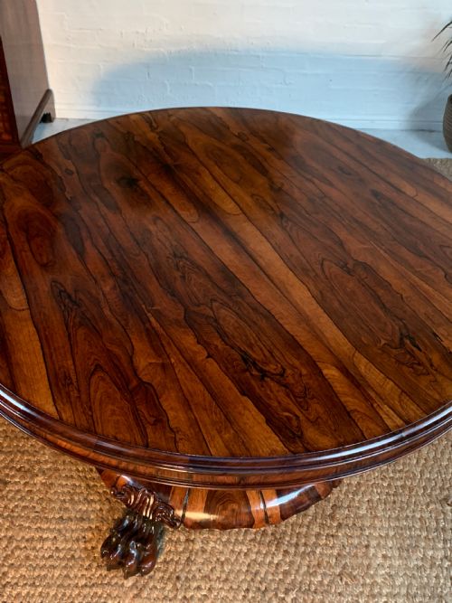 WILLIAM IV ROSEWOOD CENTRE TABLE EXCEPTIONAL PATINA BOLD GRAIN LIONPAW BASE - ADDITIONAL PHOTO 5