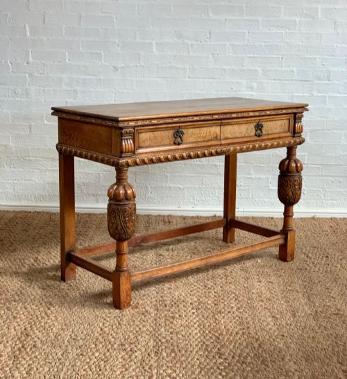 Antique Beresford & Hicks London 1920s Continental Style Carved Oak Side / Serving Table