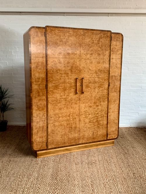 Exceptional Art Deco Burr Walnut Double Wardrobe by Waring & Gillow C.1930s