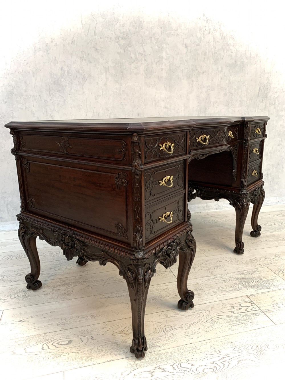 Chippendale Style Edwards & Roberts Pedestal Desk