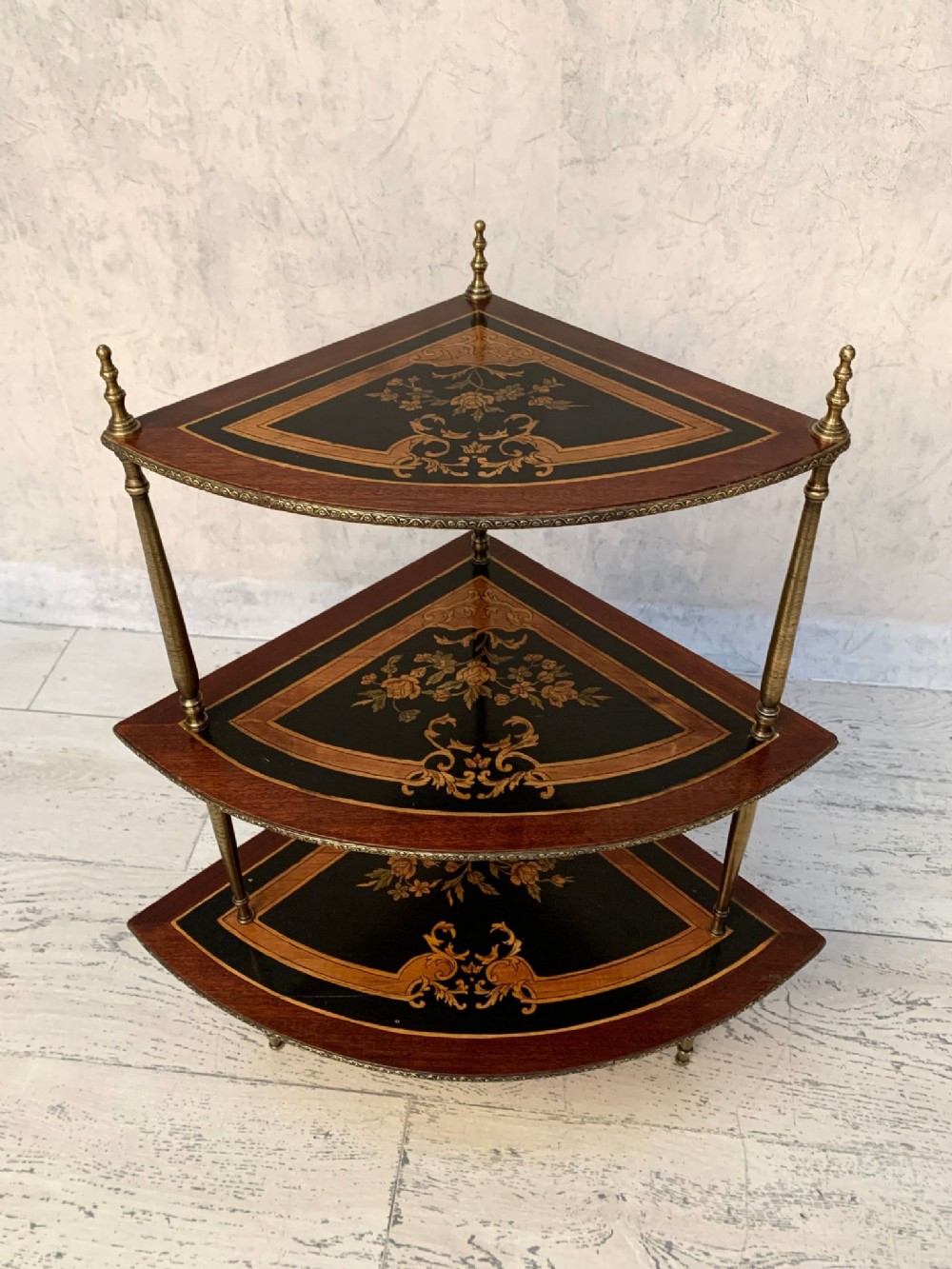 Pretty Three Tier Marquetry Table Top 