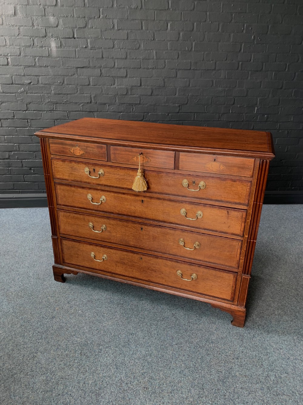 Eighteenth Century Line Inlaid Oak & Mahogany Cross Banded Chest Of Drawers