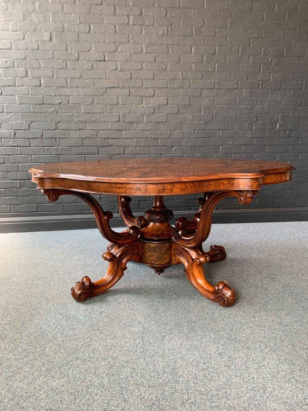 Victorian Burr Walnut Center Table
