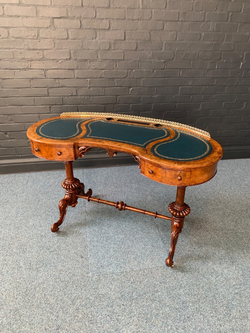  Antique Victorian Burr Walnut Writing Table