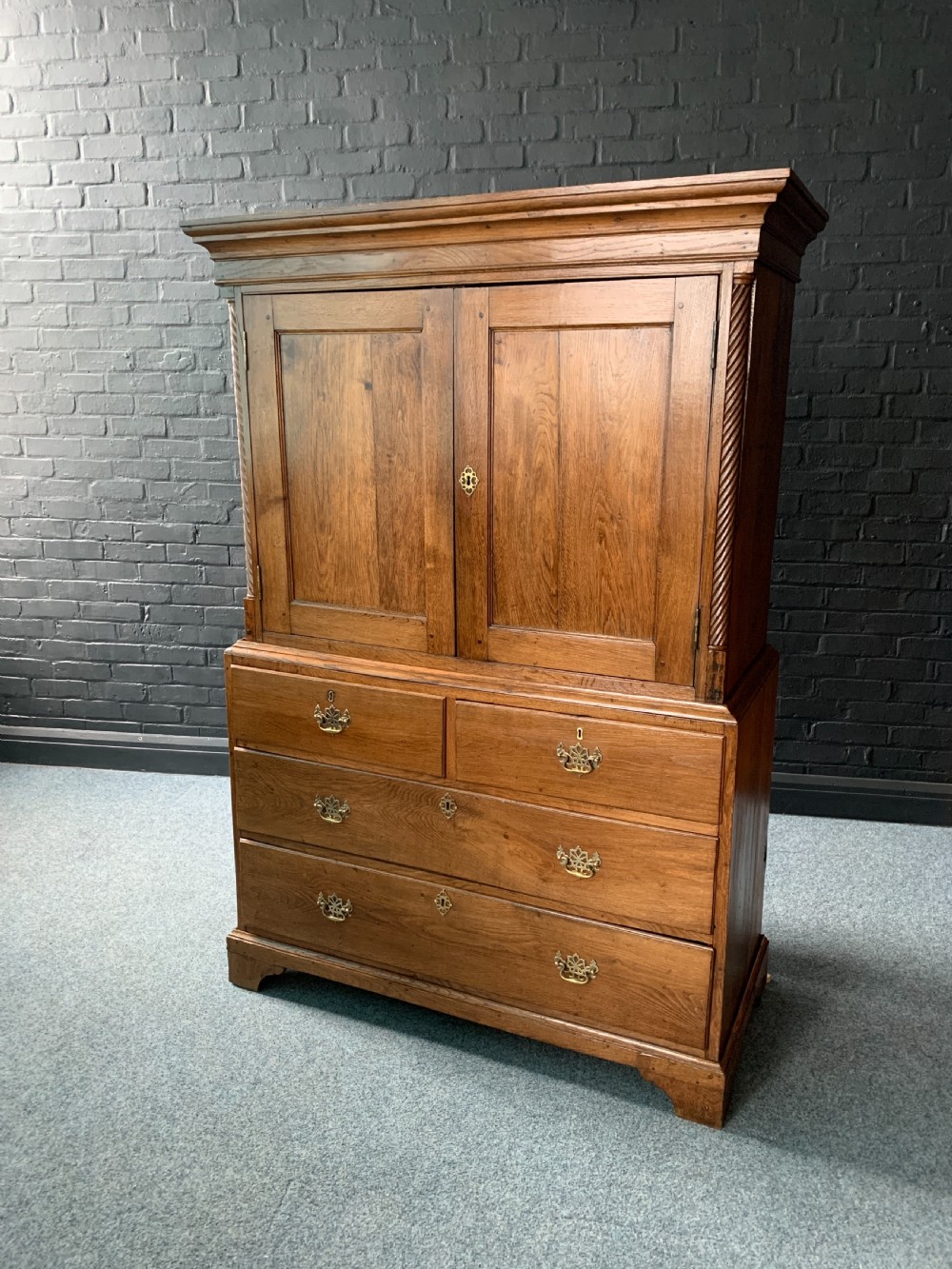 19Th Century Welsh Oak Linen Press/ Livery Cupboard