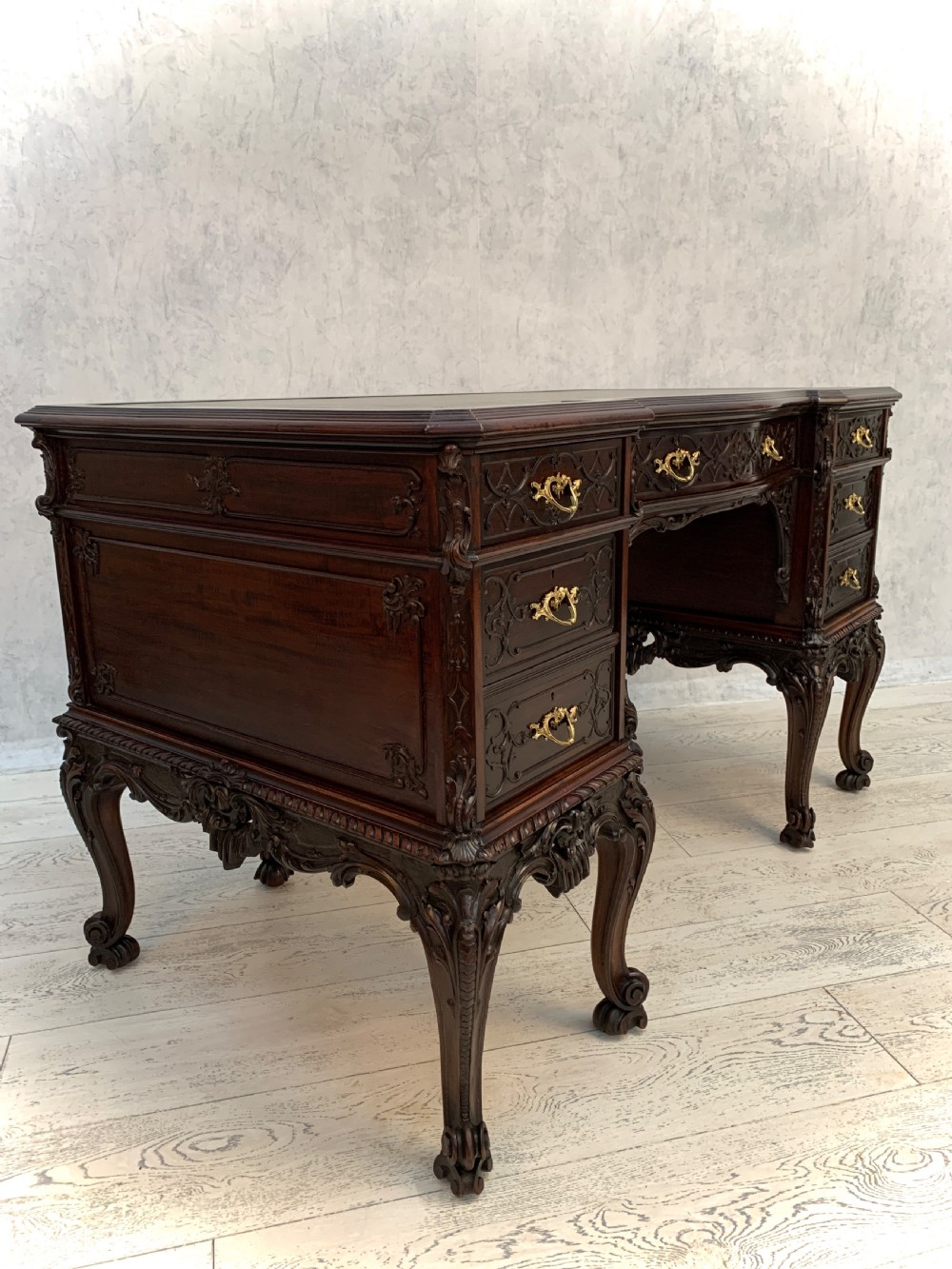 Chippendale Style Edwards & Roberts Pedestal Desk