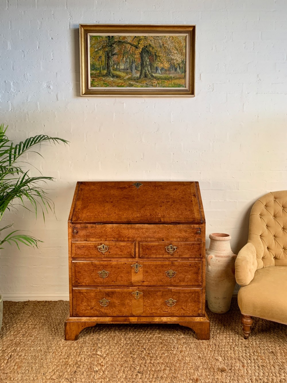 Fine George II Burr Walnut Bureau