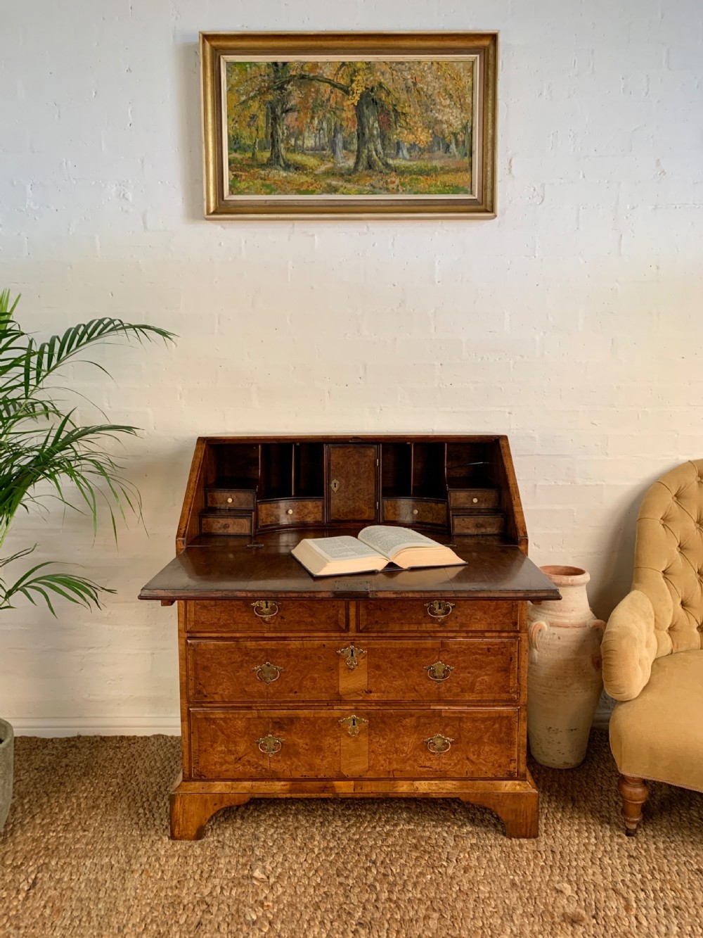 Fine George II Burr Walnut Bureau View II