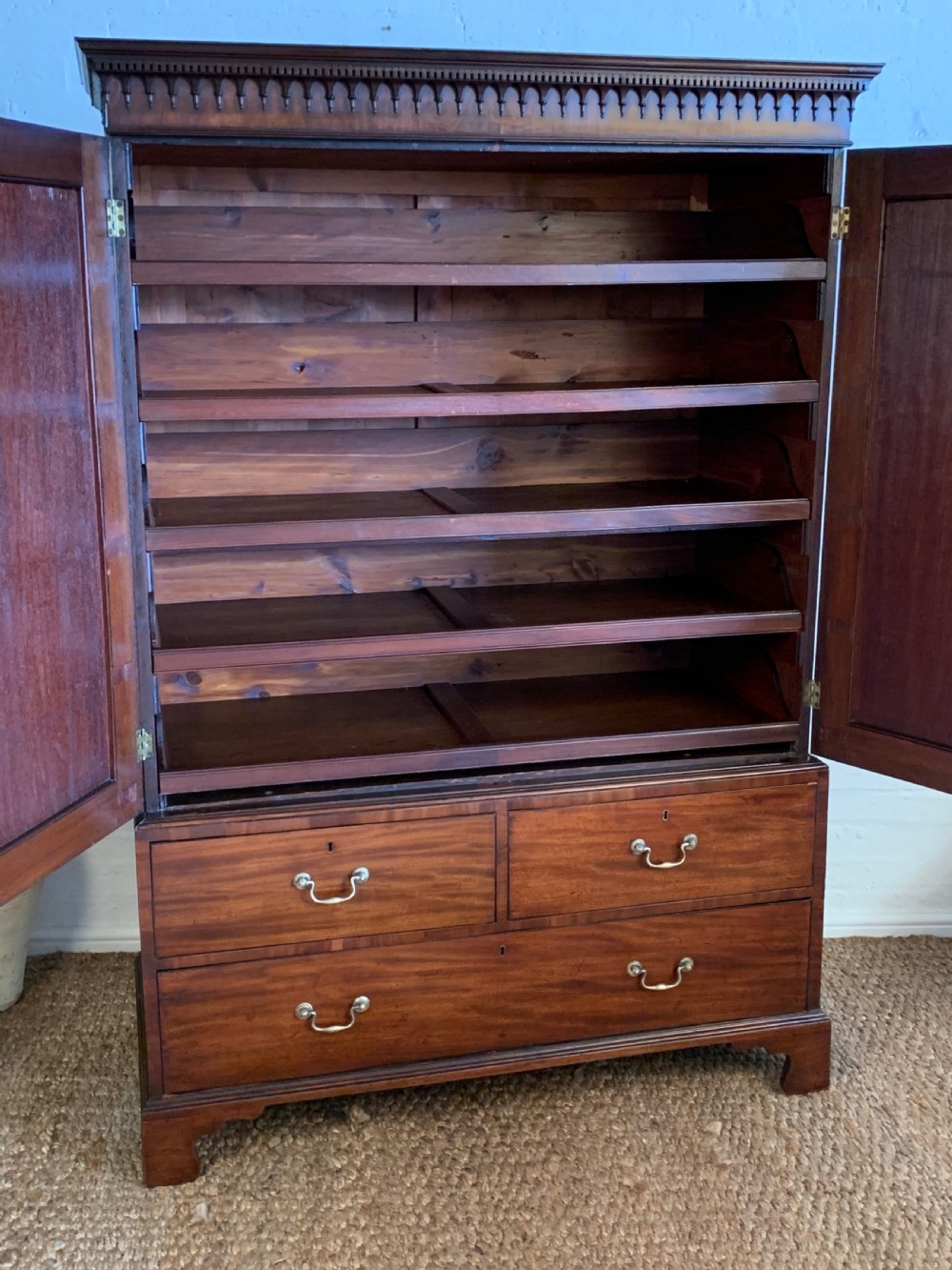 Georgian Mahogany Linen Press View III