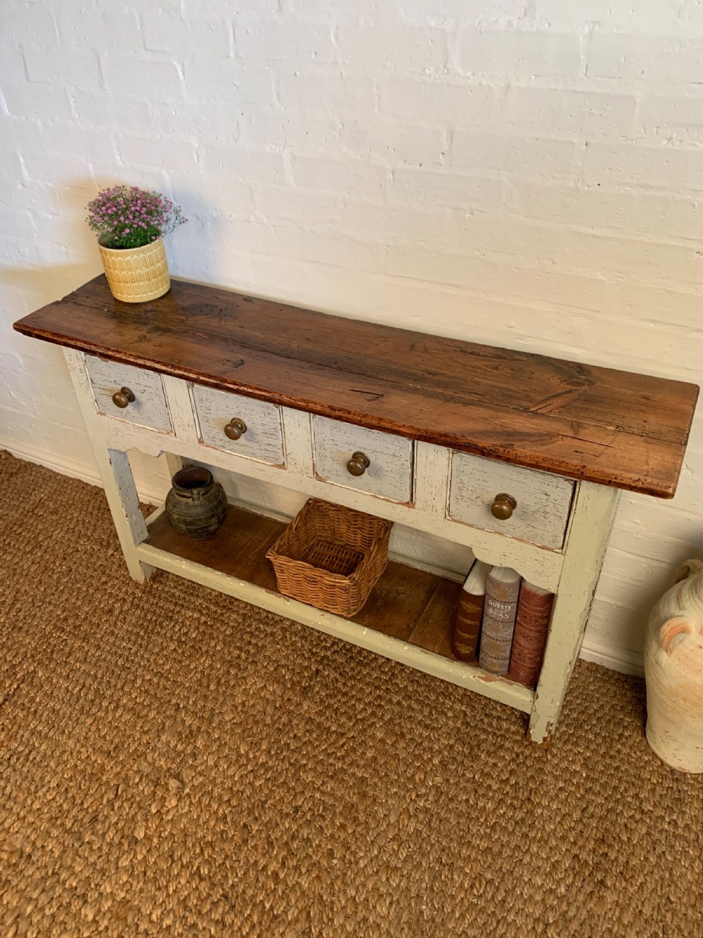 Antique Hungarian Rustic/ Paint Console Table View II