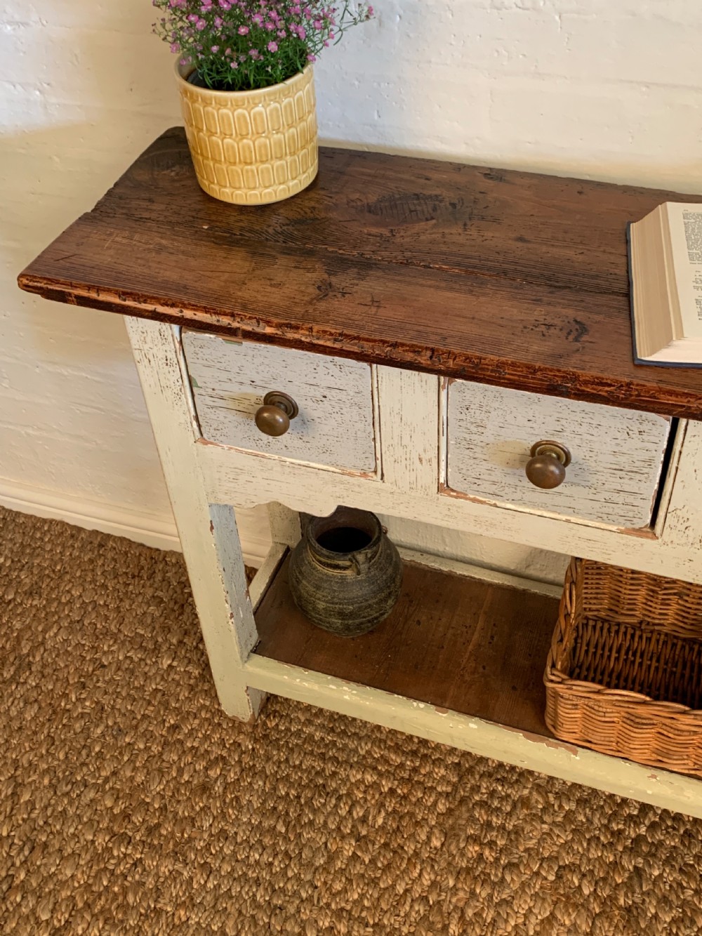 Antique Hungarian Rustic/ Paint Console Table View III