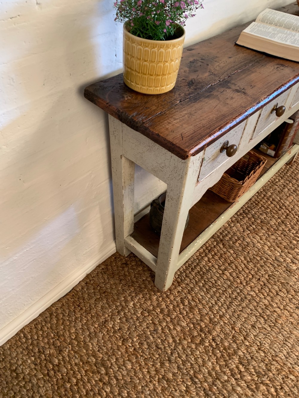 Antique Hungarian Rustic/ Paint Console Table View IV