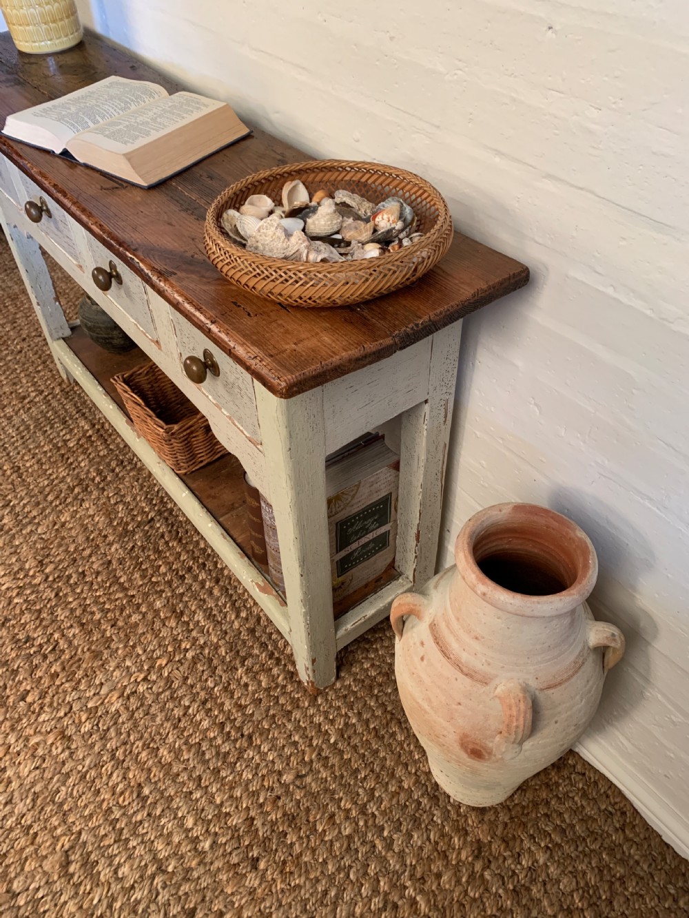 Antique Hungarian Rustic/ Paint Console Table View V