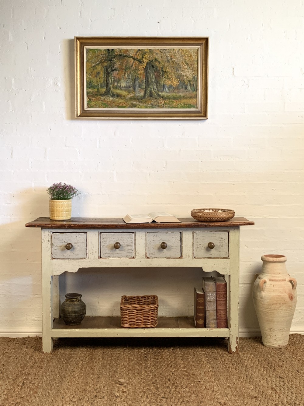 Antique Hungarian Rustic/ Paint Console Table