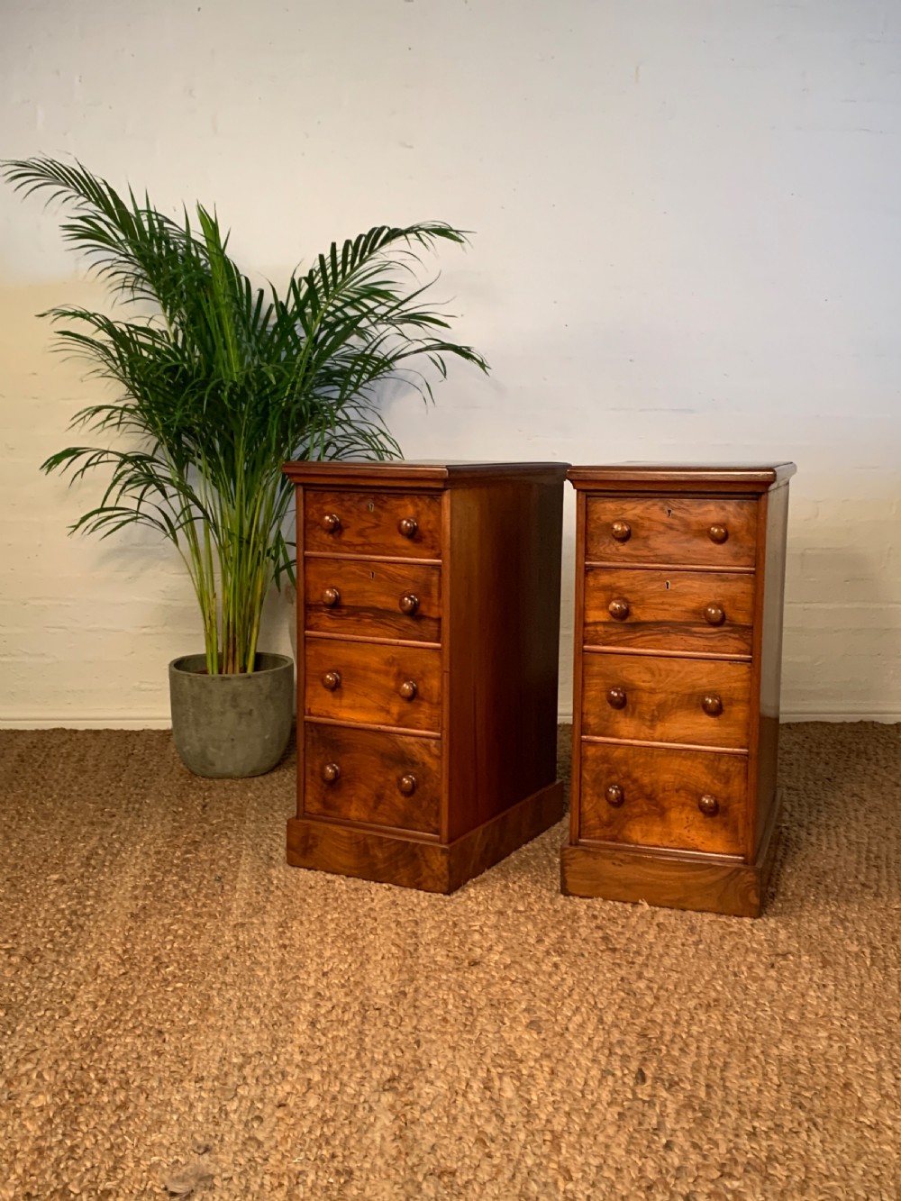 Pair Of Antique Victorian Walnut Bedside Chests