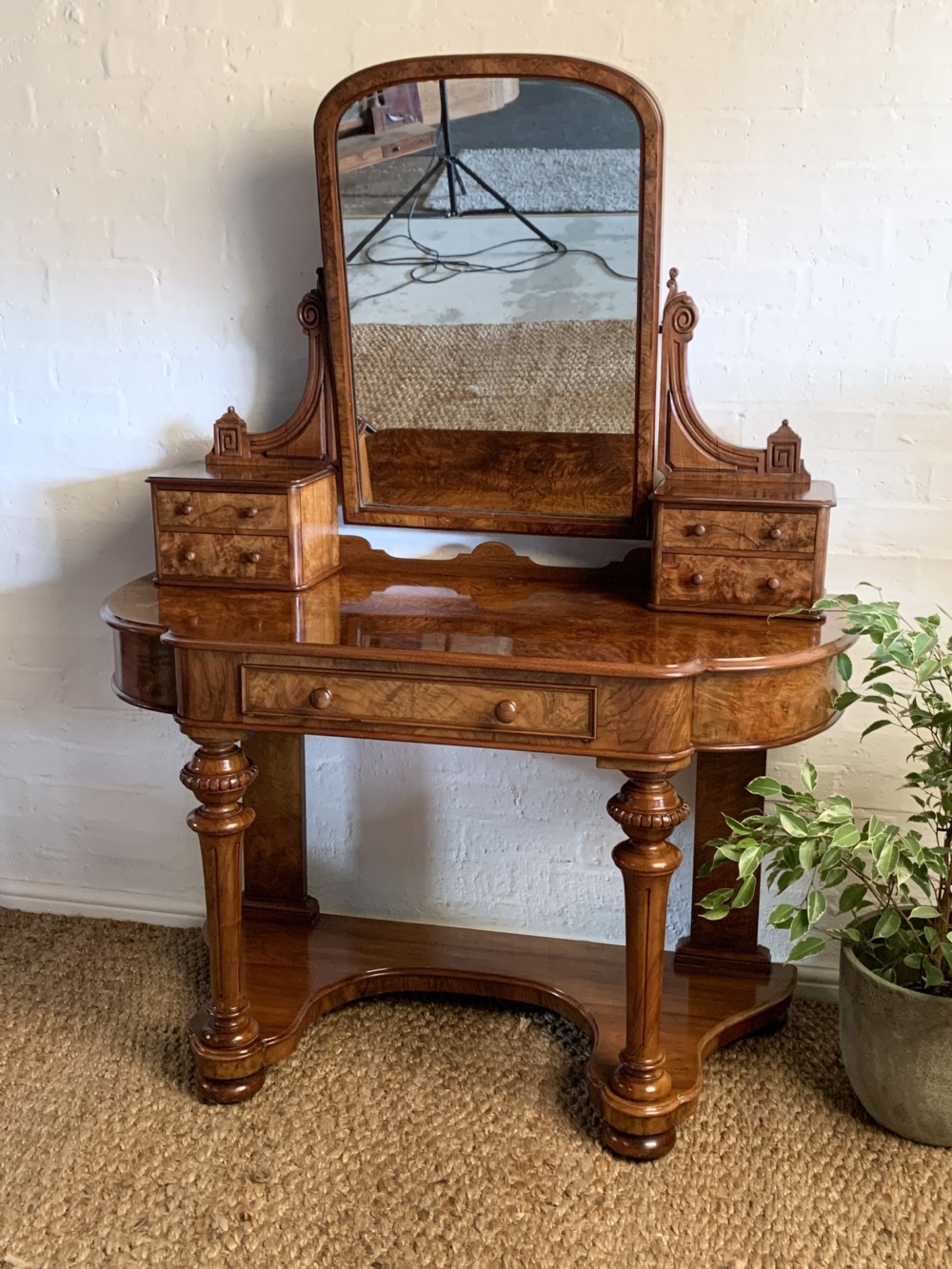 Victorian Burr Walnut Duchess Dressing Table
